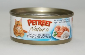 Petreet консервы для кошек кусочки розового тунца с анчоусами 70 г Petreet консервы для кошек кусочки розового тунца с анчоусами 70 г