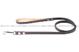 Collar двойной поводок чёрного цвета с прошивкой для собаки