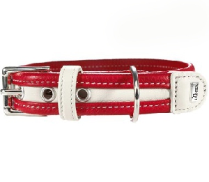 Hunter ошейник Madeira кожа красный с белой полосой Hunter ошейник Madeira кожа красный с белой полосой