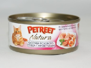 Petreet консервы для кошек кусочки розового тунца с креветками 70 г Petreet консервы для кошек кусочки розового тунца с креветками 70 г