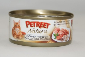 Petreet консервы для кошек кусочки розового тунца с кальмарами 70 г Petreet консервы для кошек кусочки розового тунца с кальмарами 70 г
