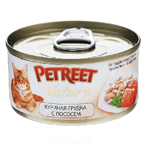 PETREET NATURA куриные грудки с лососем 70гр PETREET NATURA куриные грудки с лососем 70гр