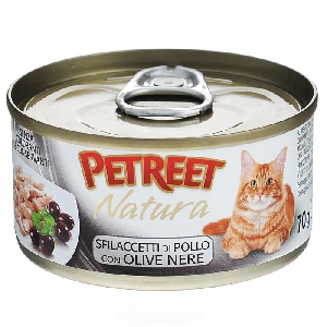 PETREET NATURA куриные грудки с оливками 70гр