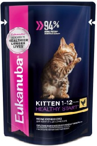 EUK Cat паучи корм для котят с курицей в соусе 85 г EUK Cat паучи корм для котят с курицей в соусе 85 г
