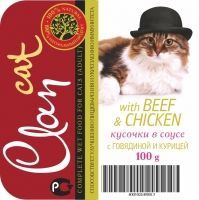 Clan Кусочки в соусе для кошек с говядиной и курицей Clan Кусочки в соусе для кошек с говядиной и курицей