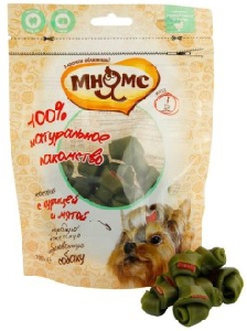 Мнямс лакомство для собак косточки с курицей и мятой 100 г Мнямс лакомство для собак косточки с курицей и мятой 100 г