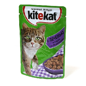 Kitekat паучи для кошек в соусе с печенью