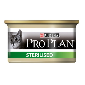 Purina Pro Plan консервы паштет для кастрированных кошек лосось и тунец, Sterilised