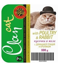 Clan Кусочки в желе для кошек с домашней птицей и кроликом Clan Кусочки в желе для кошек с домашней птицей и кроликом