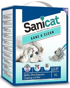 Комкующийся белый наполнитель с ароматом детской присыпки (Sani&Clean 6l) PSANCLBP006L31