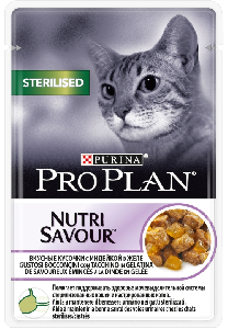 Purina Pro Plan кусочки в желе для кастрированных кошек с индейкой, Sterilised Purina Pro Plan кусочки в желе для кастрированных кошек с индейкой, Sterilised