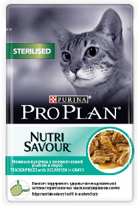 Purina Pro Plan кусочки в соусе для кастрированных кошек с океанической рыбой Purina Pro Plan кусочки в соусе для кастрированных кошек с океанической рыбой