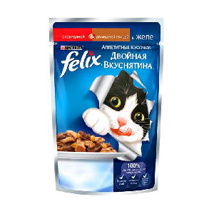 Кусочки в желе для кошек с говядиной и птицей Кусочки в желе для кошек с говядиной и птицей