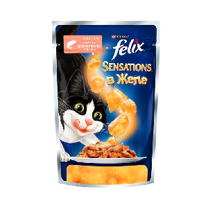 Felix sensations кусочки в желе для кошек с лососем и треской Felix sensations кусочки в желе для кошек с лососем и треской
