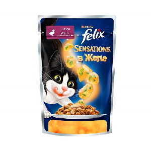 Sensations кусочки в желе для кошек с уткой и шпинатом Sensations кусочки в желе для кошек с уткой и шпинатом