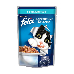 Felix кусочки в желе для кошек с форелью Felix кусочки в желе для кошек с форелью