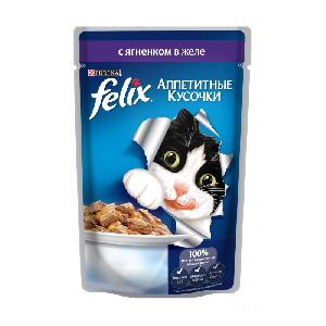 Felix кусочки в желе для кошек с ягненком