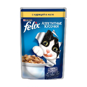 Felix кусочки в желе для кошек с курицей Felix кусочки в желе для кошек с курицей