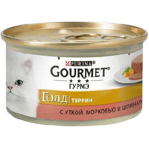 Кусочки в паштете для кошек с уткой, морковью и шпинатом по-французски Кусочки в паштете для кошек с уткой, морковью и шпинатом по-французски