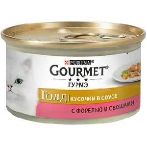 Кусочки в соусе для кошек c форелью и овощами