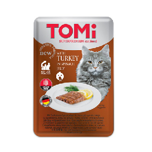ToMi GF консервы для кошек-пауч c индейкой в желе из шпината