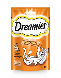 Лакомство для кошек Dreamies лакомые подушечки с курицей Лакомство для кошек Dreamies лакомые подушечки с курицей