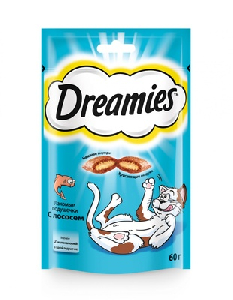 Лакомство для кошек Dreamies лакомые подушечки с лососем Лакомство для кошек Dreamies лакомые подушечки с лососем
