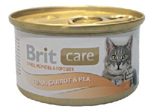 Brit консервы с тунцом, морковью и горошком для кошек, Tuna,Carrot&Pea