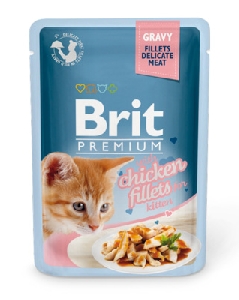 Brit паучи Premium для котят: кусочки из куриного филе в соусе