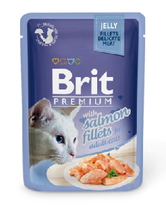 Brit паучи Premium для кошек: кусочки в желе из филе лосося